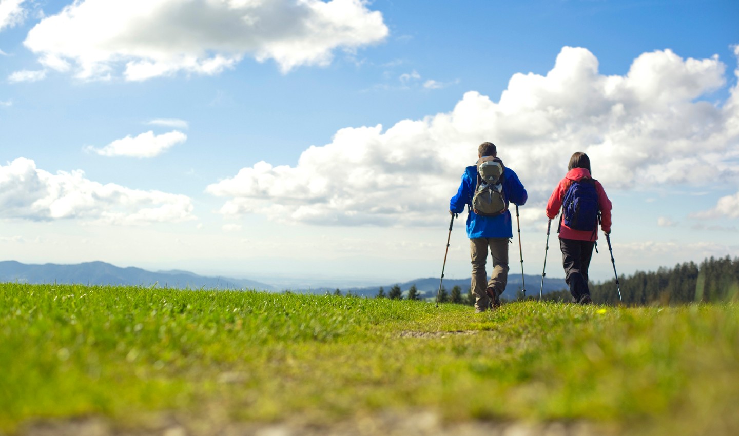Wanderer auf einem Höhenklimaweg