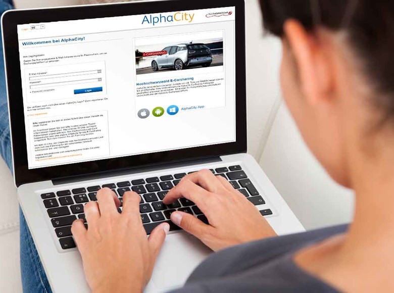 Registrierung für das E-Carsharing am Laptop